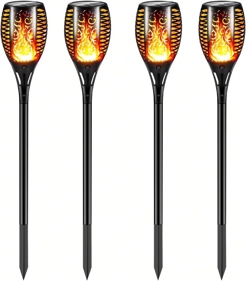 HAKSEIFA 4 Pack Outdoor Solar Flame Light,Solar Lights Outdoor for Garden Decorations with Flickering Flame,IP65 Waterproof Solar Powered Yard Lights Torch Light for Lawn Patio Pathway (Warm White) - Image 1
